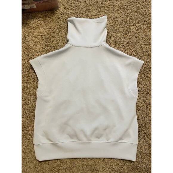 Buttery Soft High Neck Cap Sleeve Half Zip Double Soft Sweatshirt, Blue, Size S - Picture 4 of 6